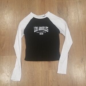 Black and White Long Sleeve Raglan Tee